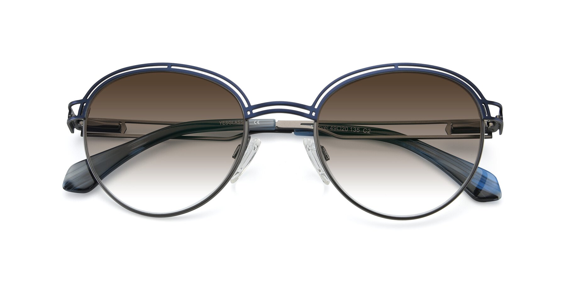 Folded Front of Marvel in Blue-Gunmetal with Brown Gradient Lenses