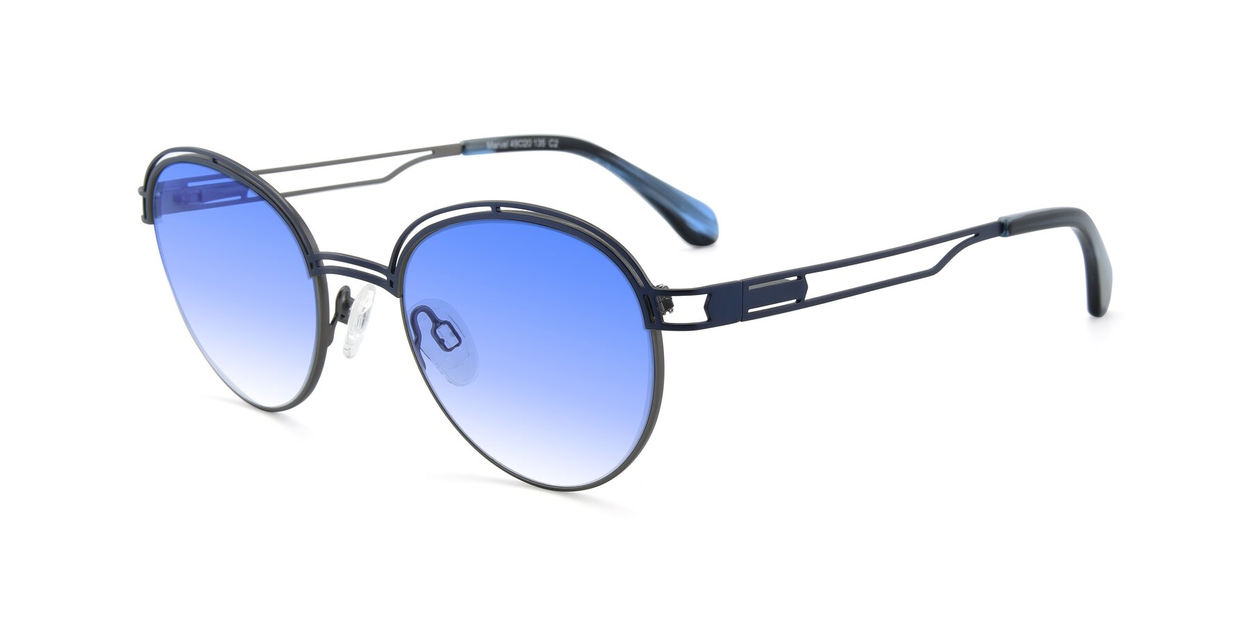 Angle of Marvel in Blue-Gunmetal with Blue Gradient Lenses