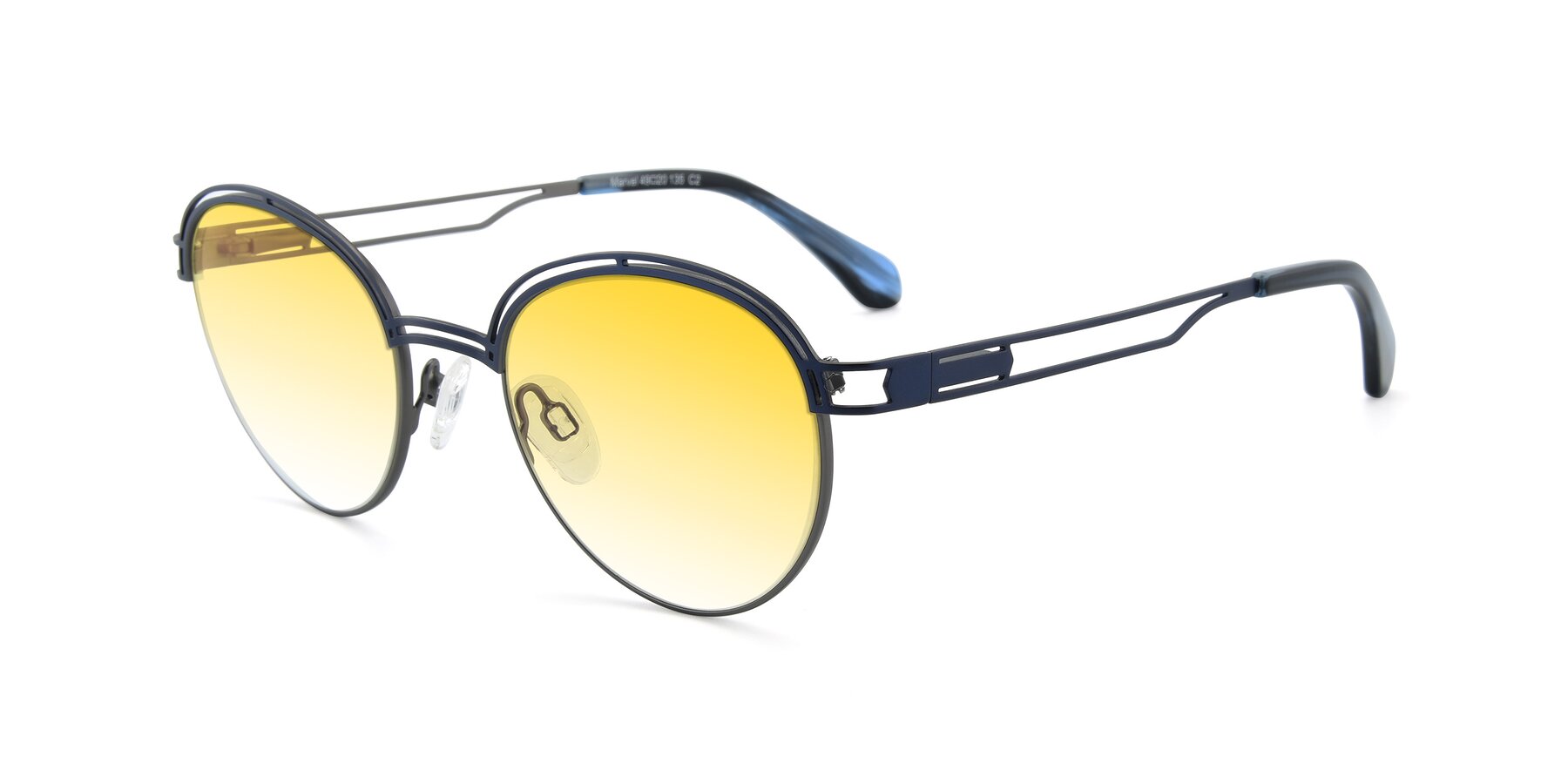 Angle of Marvel in Blue-Gunmetal with Yellow Gradient Lenses