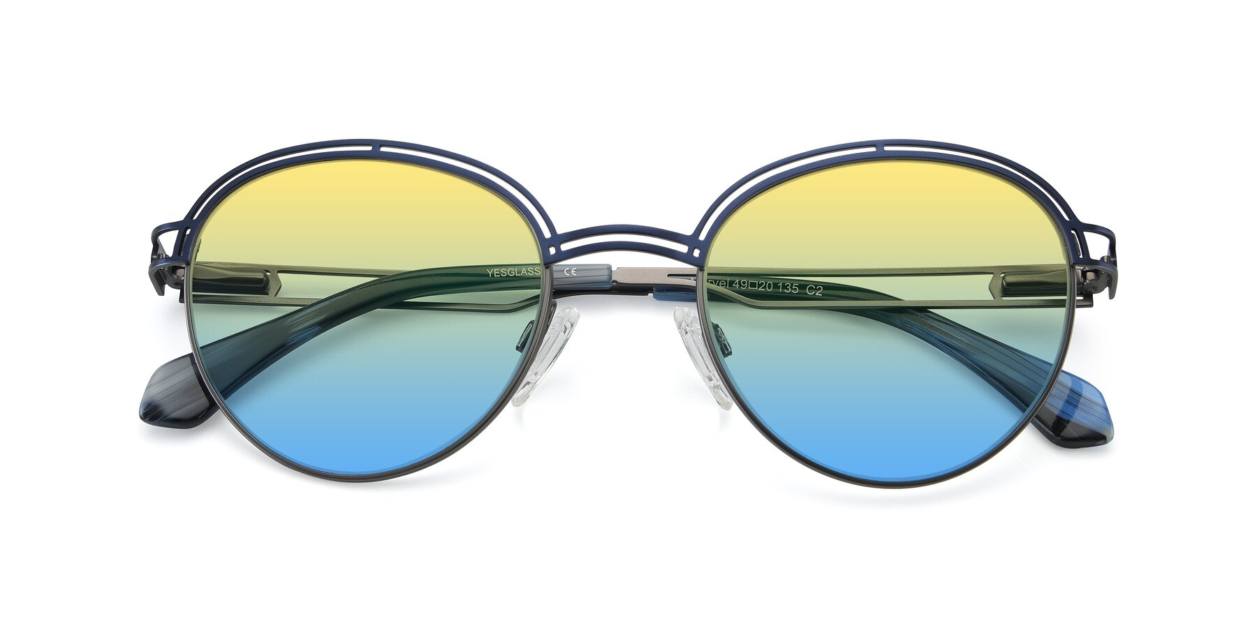 Folded Front of Marvel in Blue-Gunmetal with Yellow / Blue Gradient Lenses