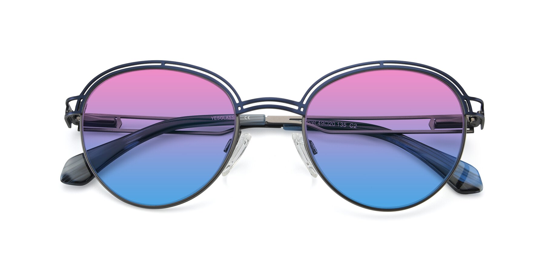 Folded Front of Marvel in Blue-Gunmetal with Pink / Blue Gradient Lenses