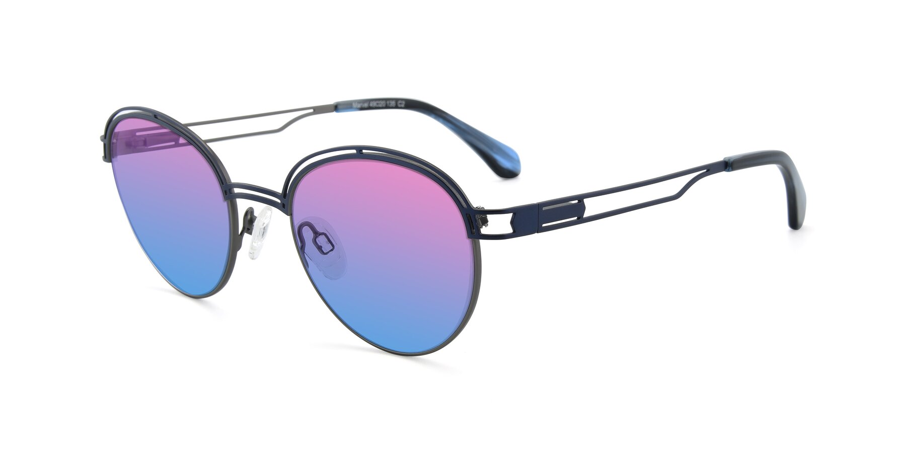 Angle of Marvel in Blue-Gunmetal with Pink / Blue Gradient Lenses