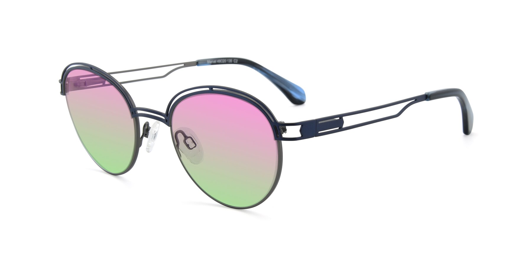 Angle of Marvel in Blue-Gunmetal with Pink / Green Gradient Lenses