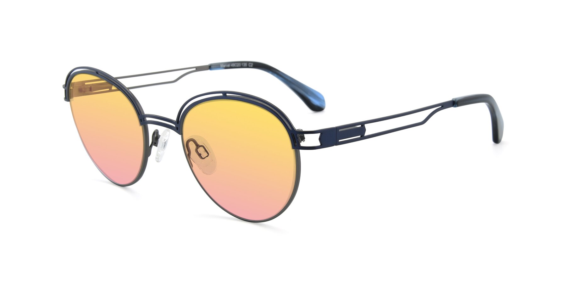 Angle of Marvel in Blue-Gunmetal with Yellow / Pink Gradient Lenses