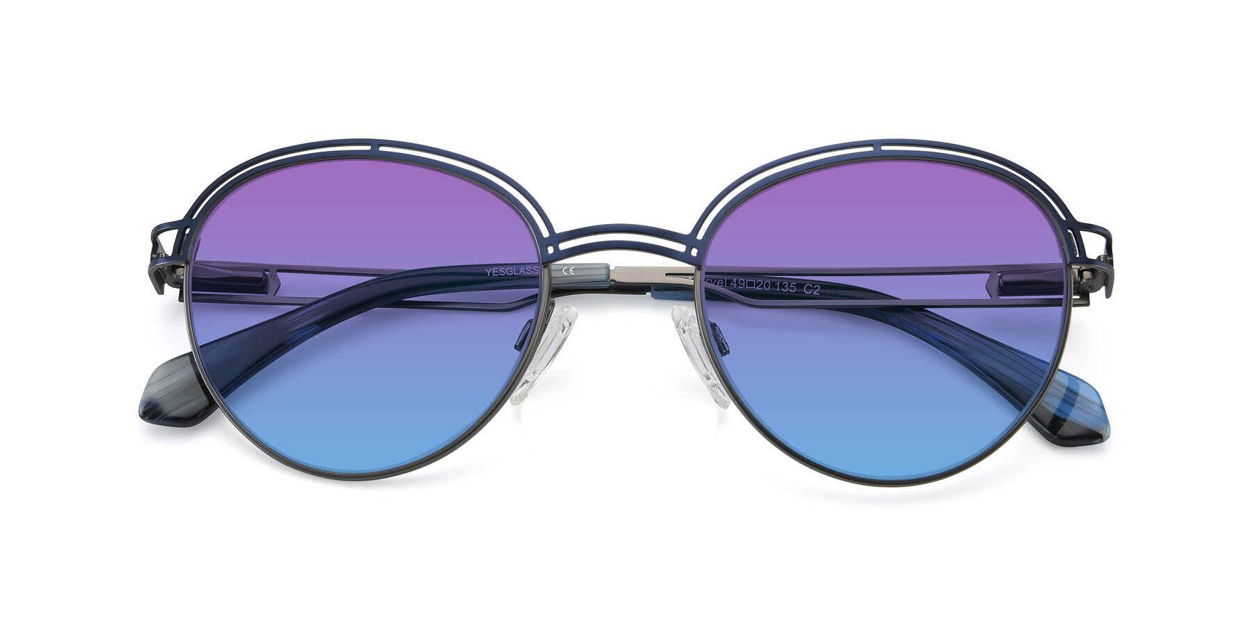 Folded Front of Marvel in Blue-Gunmetal with Purple / Blue Gradient Lenses