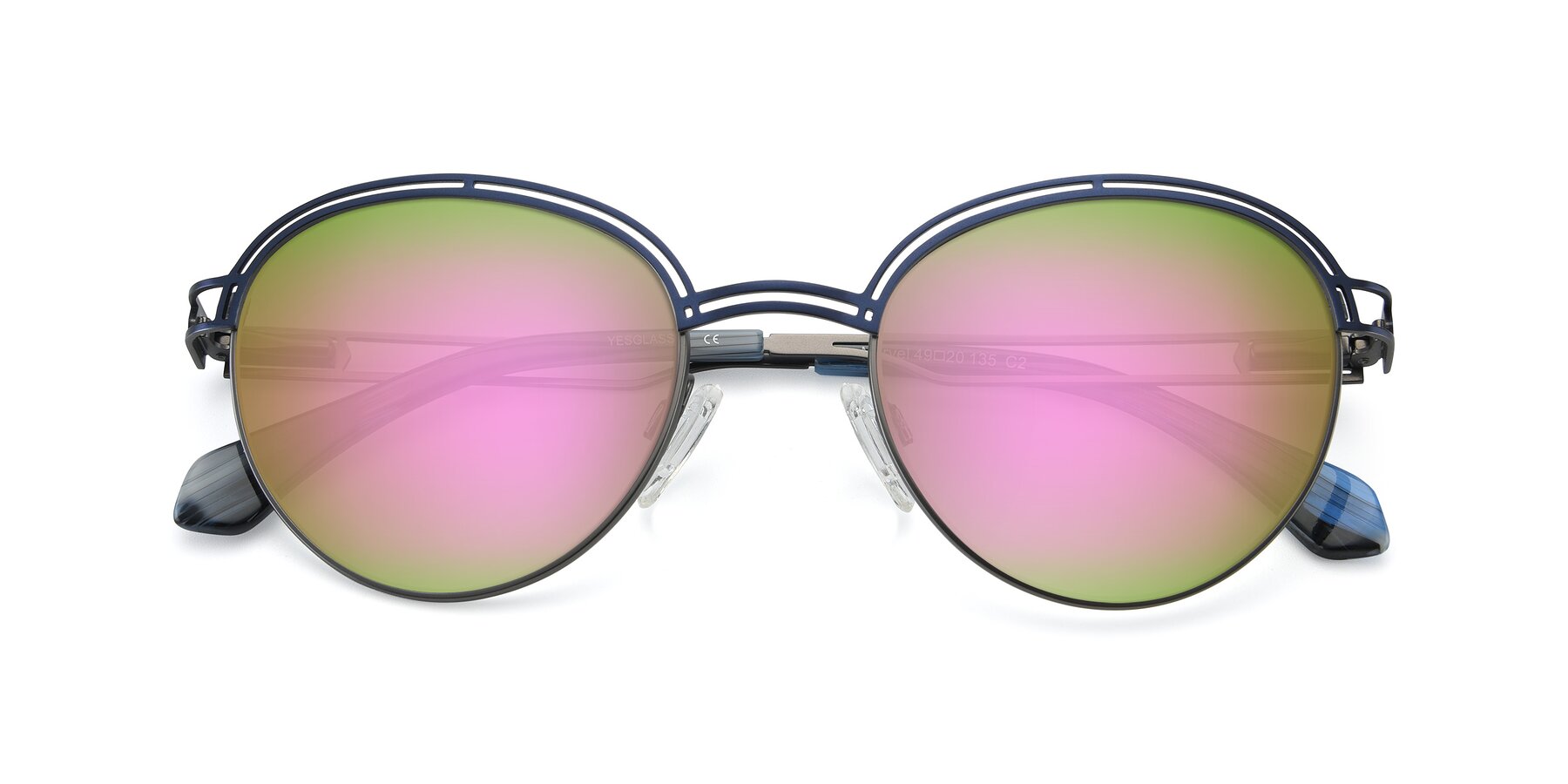 Folded Front of Marvel in Blue-Gunmetal with Pink Mirrored Lenses