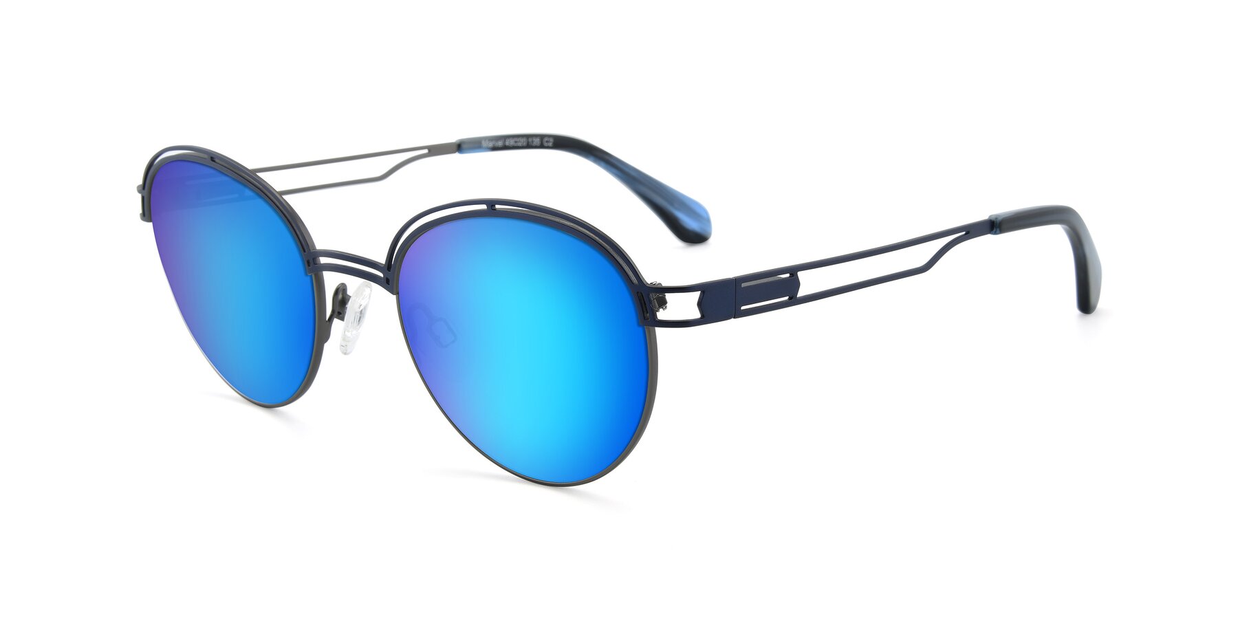 Angle of Marvel in Blue-Gunmetal with Blue Mirrored Lenses