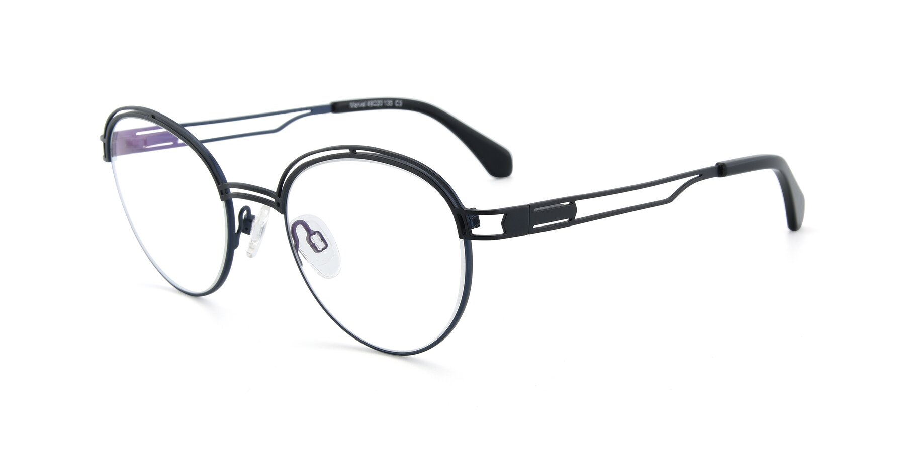 Angle of Marvel in Black-Blue with Clear Reading Eyeglass Lenses