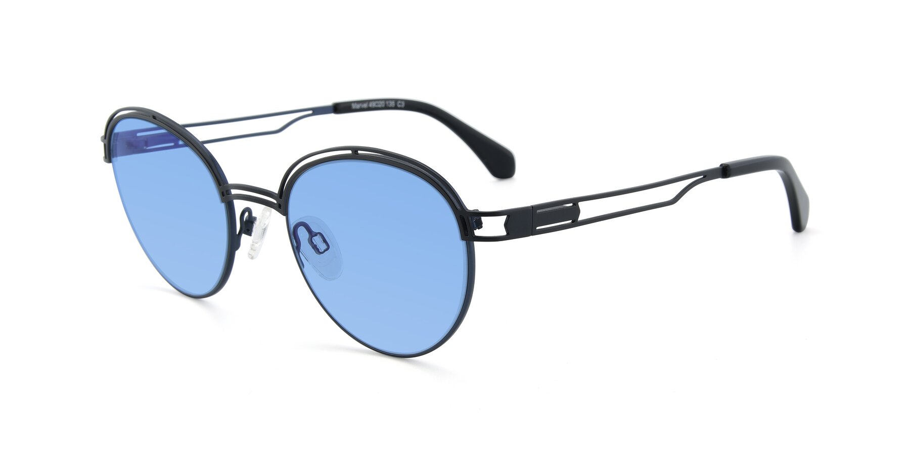 Angle of Marvel in Black-Blue with Medium Blue Tinted Lenses