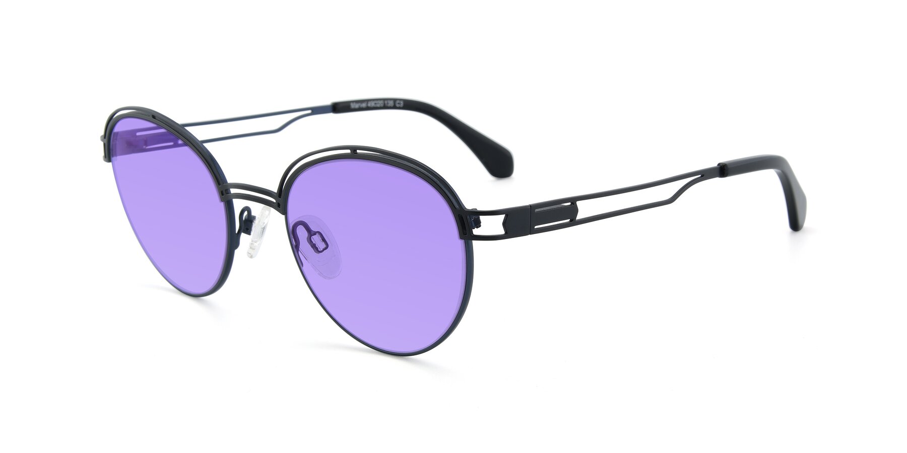 Angle of Marvel in Black-Blue with Medium Purple Tinted Lenses