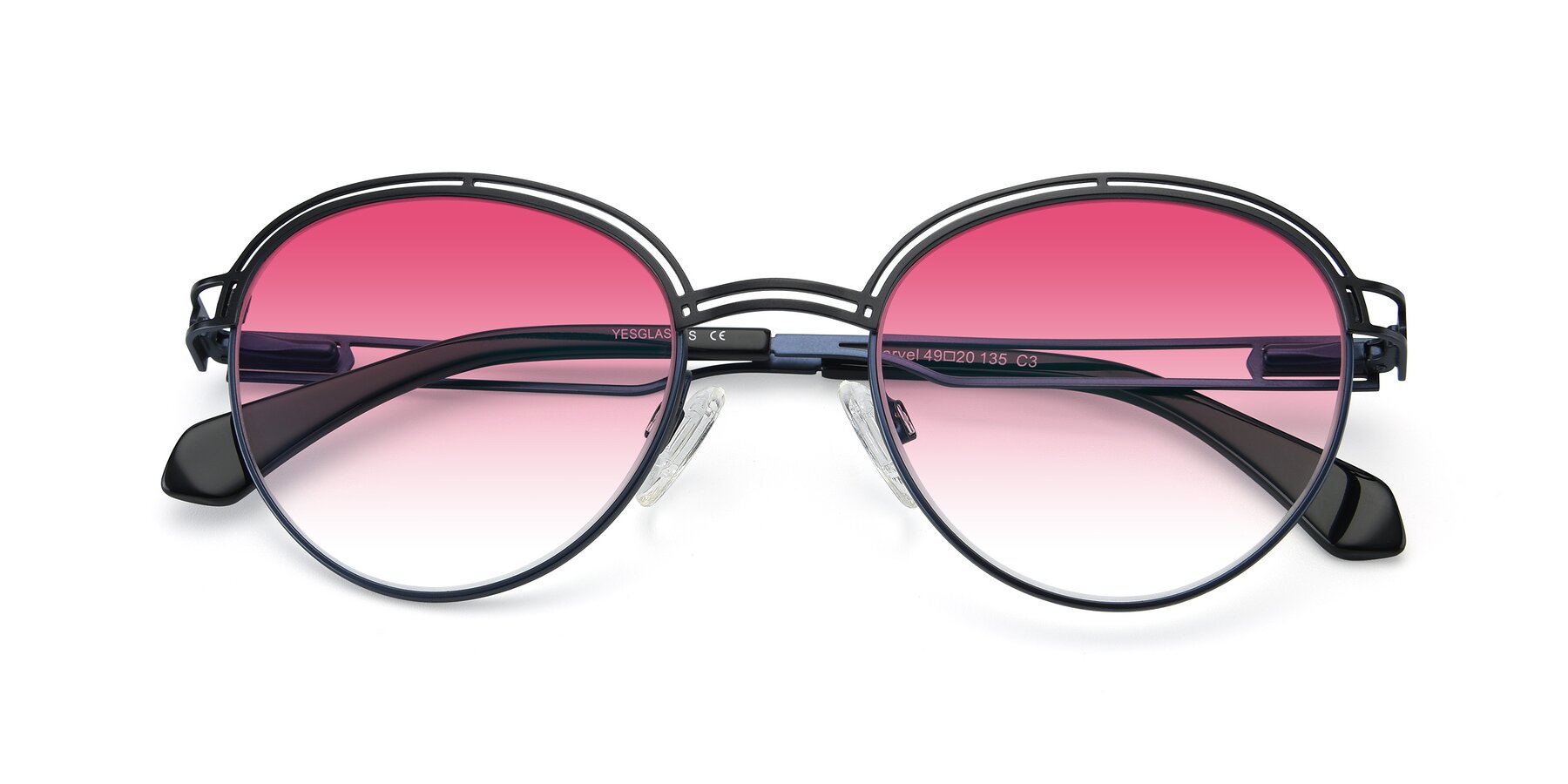 Folded Front of Marvel in Black-Blue with Pink Gradient Lenses