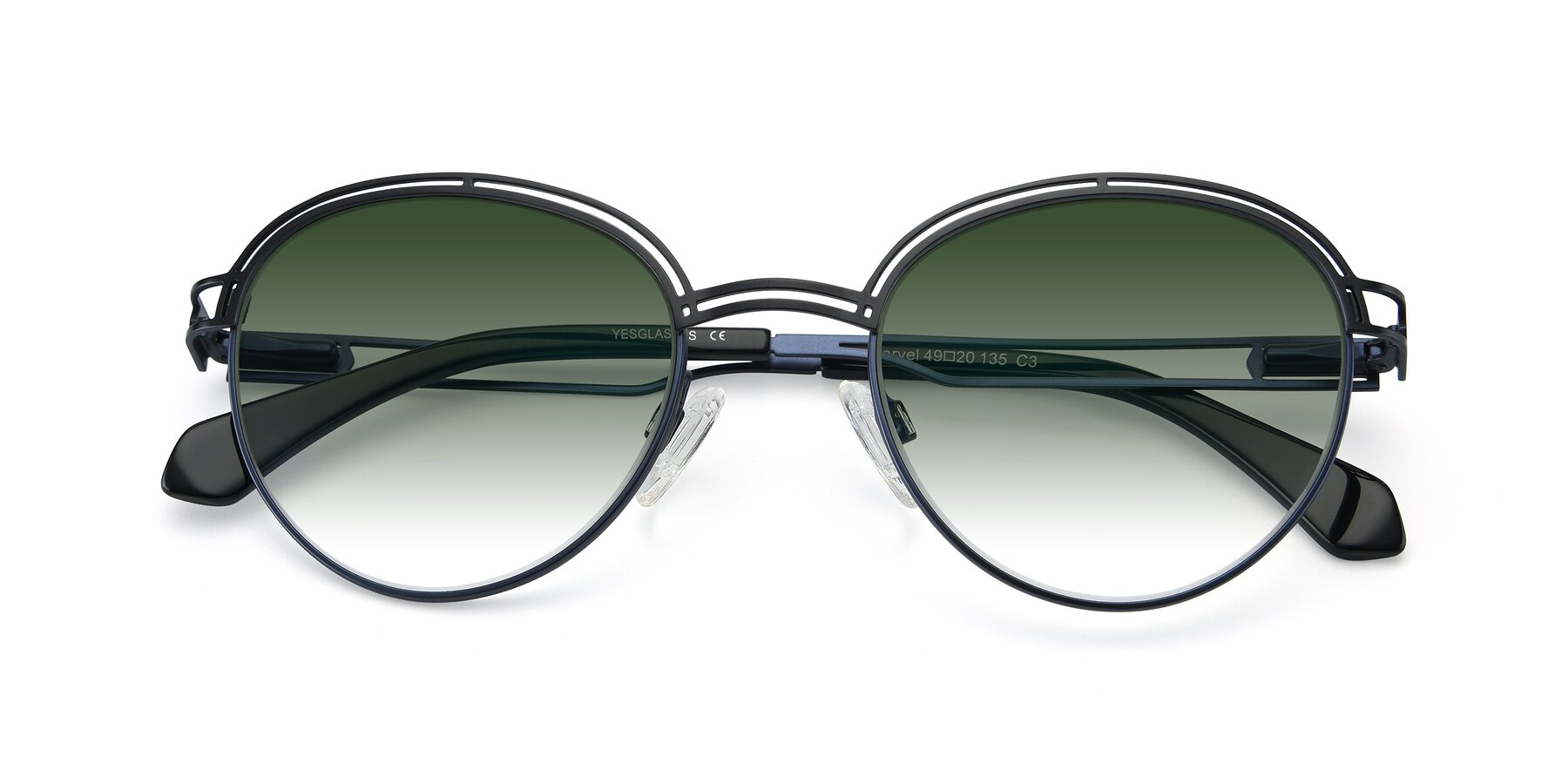 Folded Front of Marvel in Black-Blue with Green Gradient Lenses