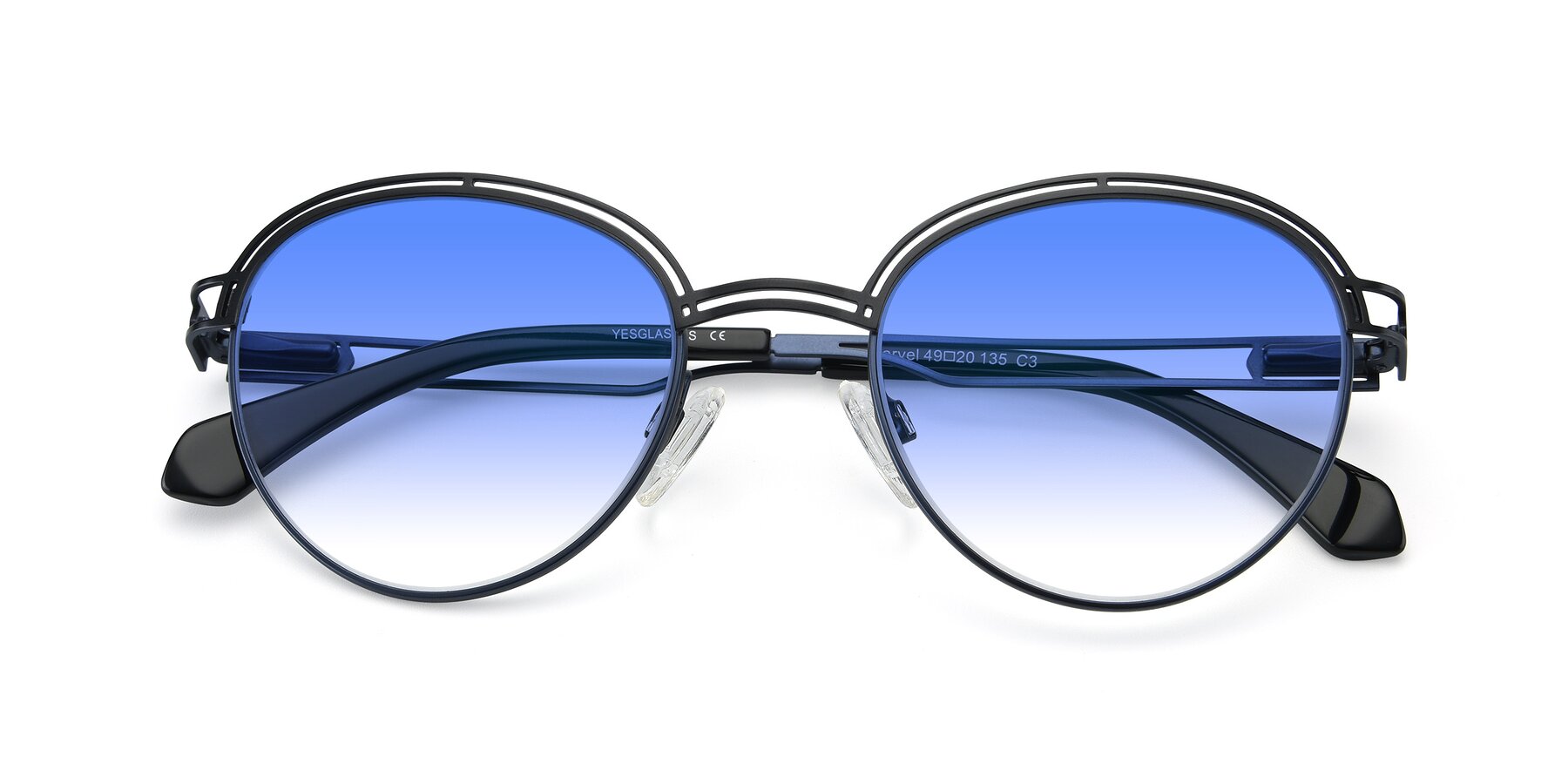 Folded Front of Marvel in Black-Blue with Blue Gradient Lenses