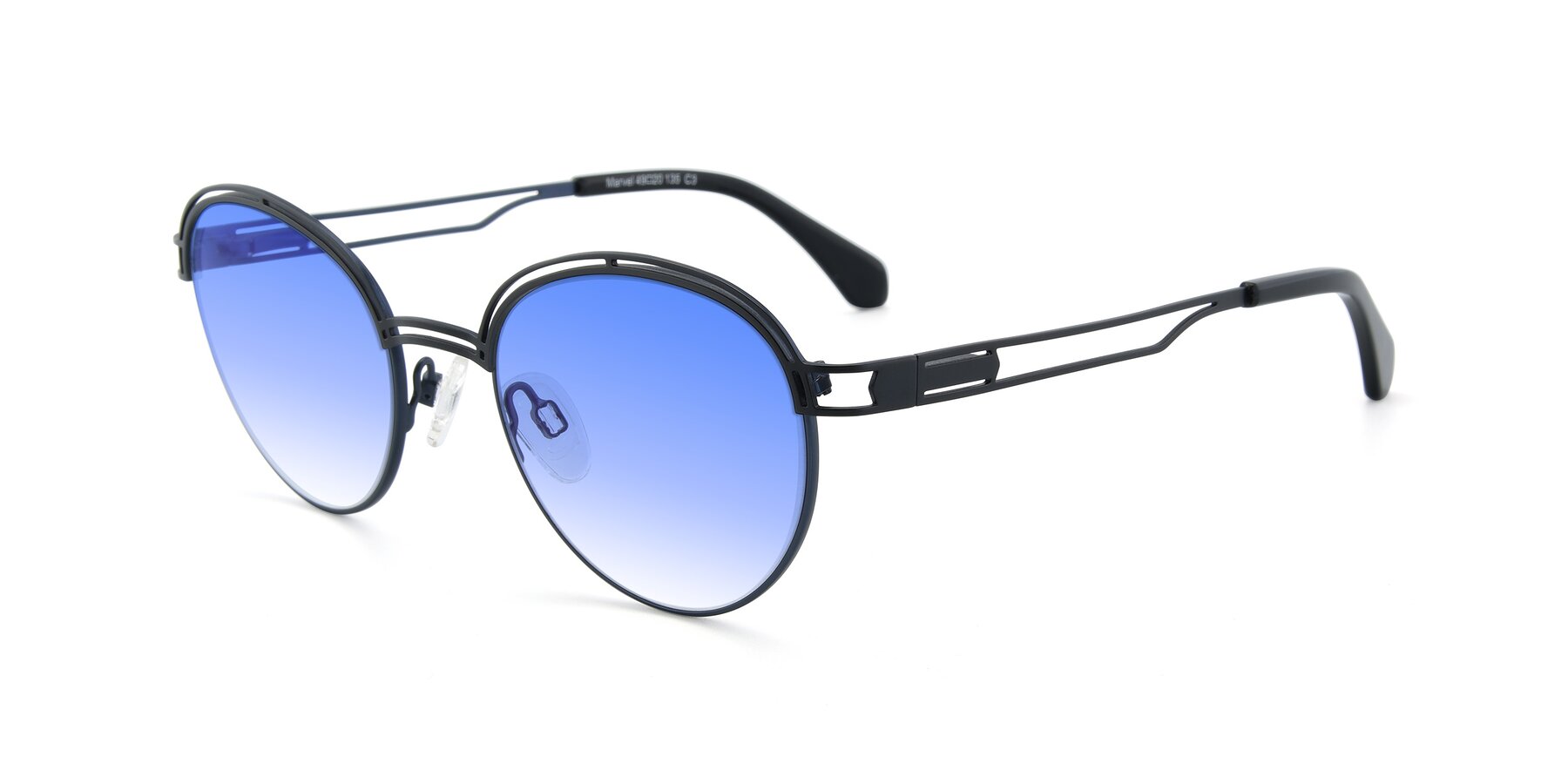 Angle of Marvel in Black-Blue with Blue Gradient Lenses