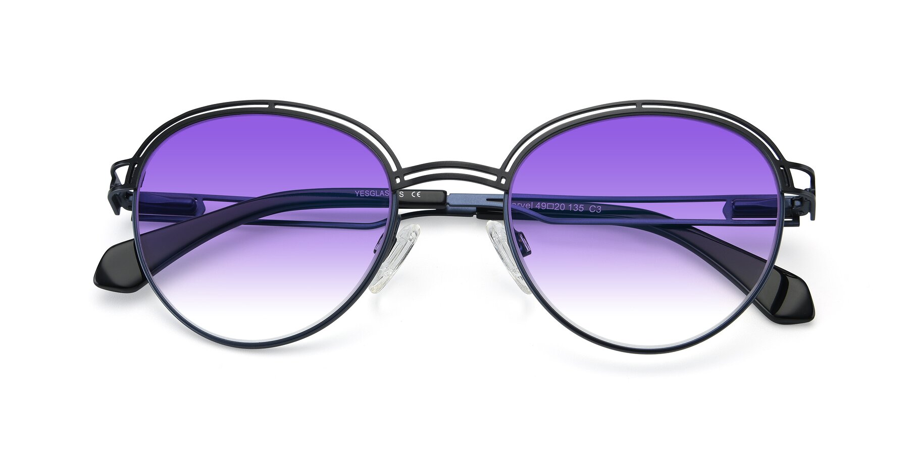 Folded Front of Marvel in Black-Blue with Purple Gradient Lenses
