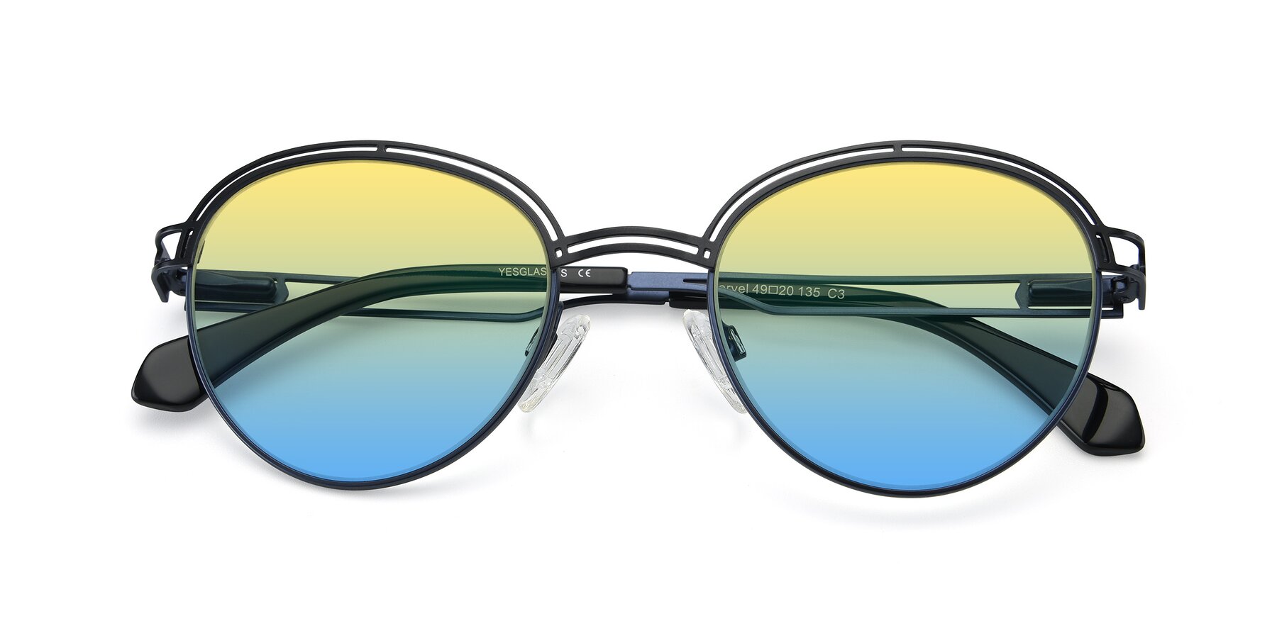 Folded Front of Marvel in Black-Blue with Yellow / Blue Gradient Lenses