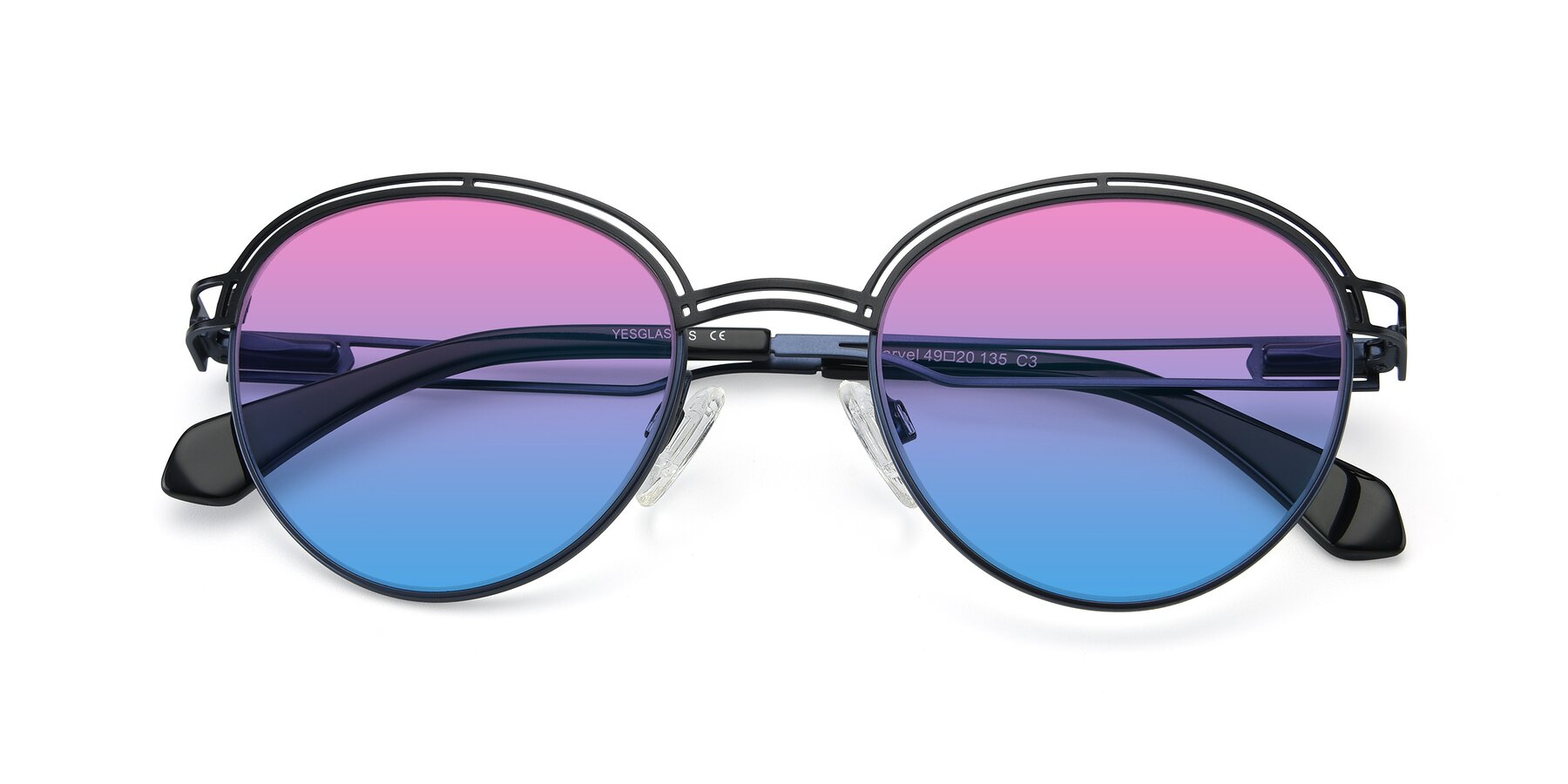 Folded Front of Marvel in Black-Blue with Pink / Blue Gradient Lenses