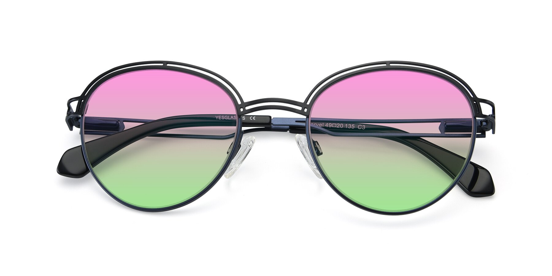 Folded Front of Marvel in Black-Blue with Pink / Green Gradient Lenses