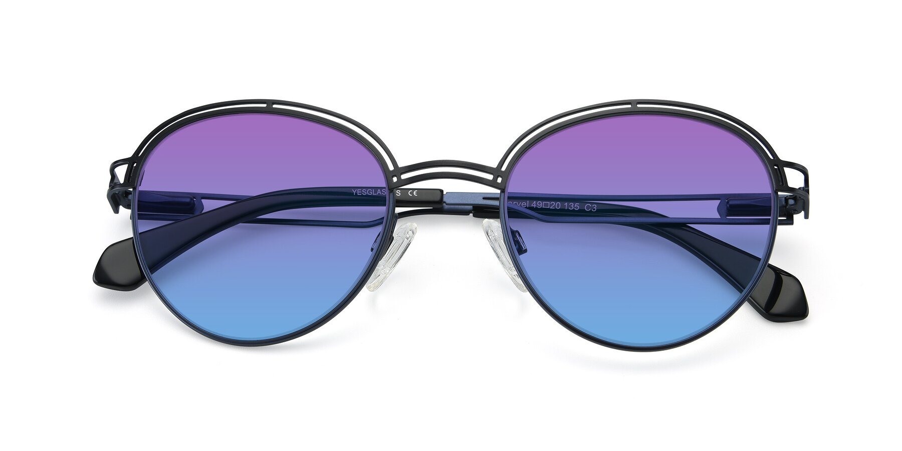 Folded Front of Marvel in Black-Blue with Purple / Blue Gradient Lenses