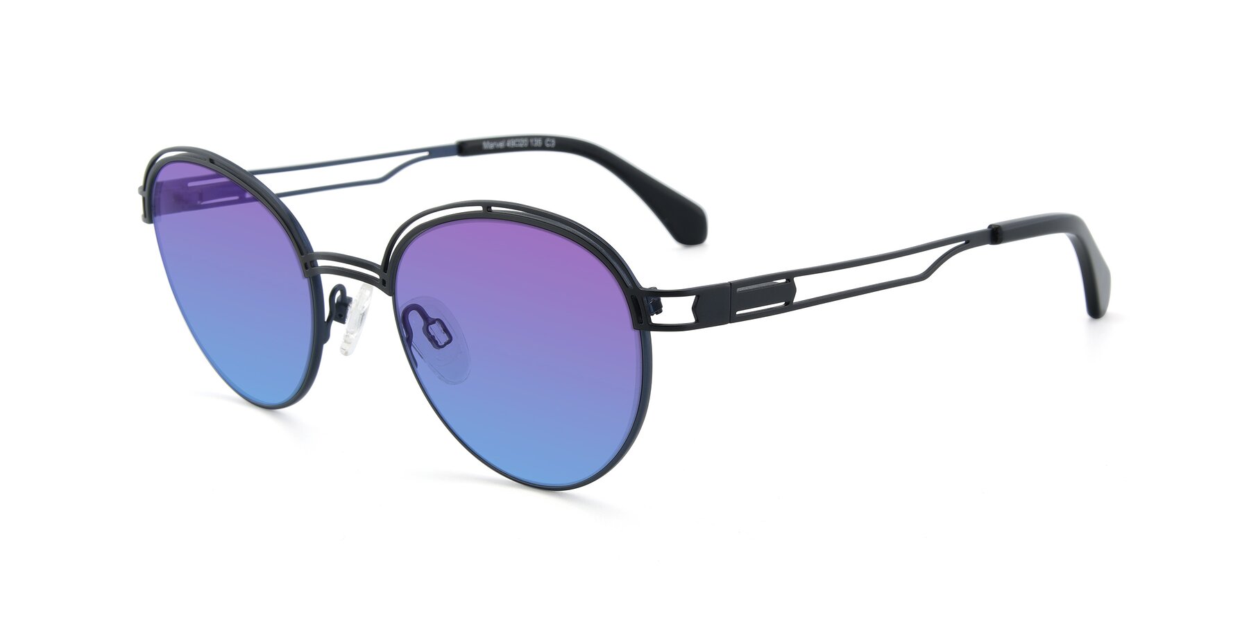 Angle of Marvel in Black-Blue with Purple / Blue Gradient Lenses