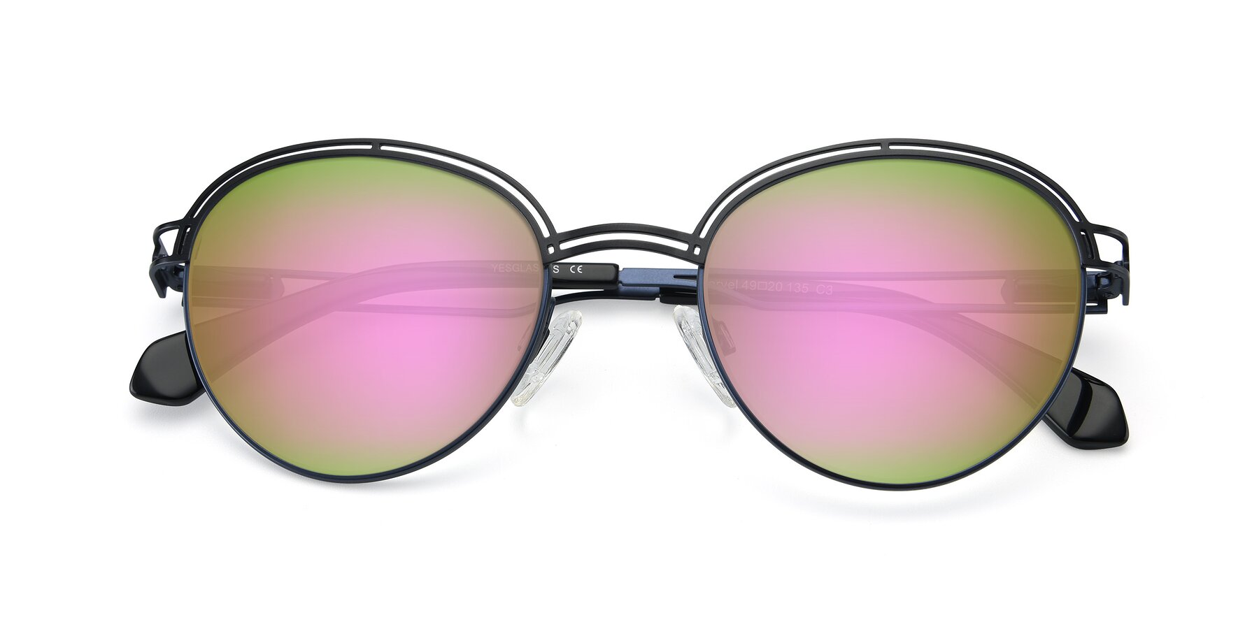 Folded Front of Marvel in Black-Blue with Pink Mirrored Lenses