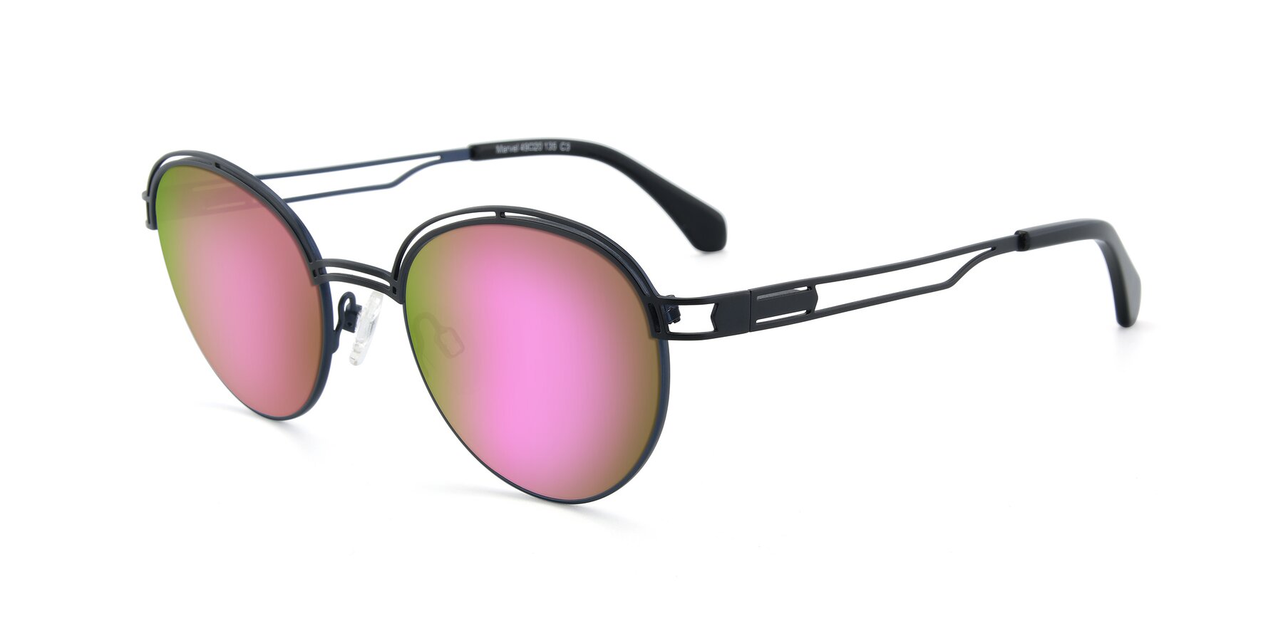 Angle of Marvel in Black-Blue with Pink Mirrored Lenses