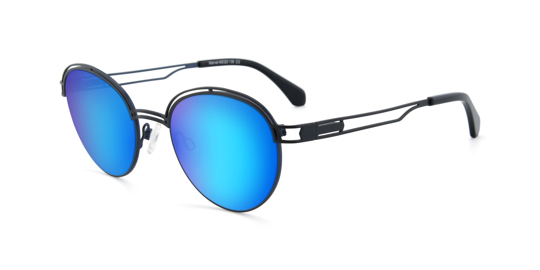 Angle of Marvel in Black-Blue with Blue Mirrored Lenses