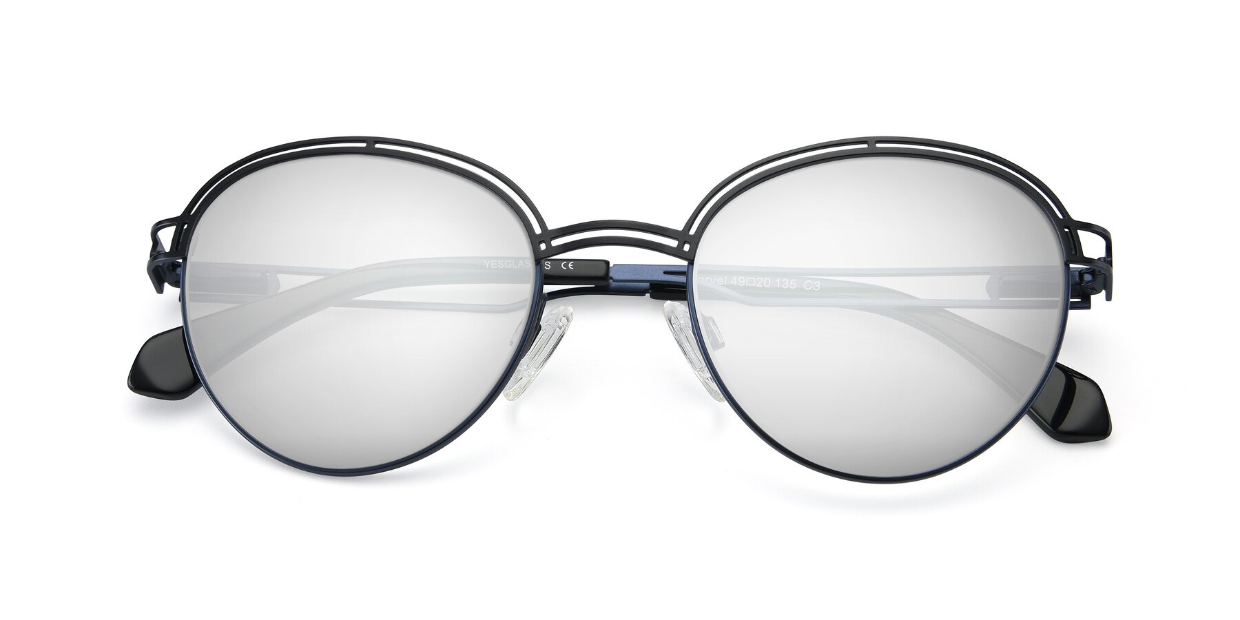 Folded Front of Marvel in Black-Blue with Silver Mirrored Lenses