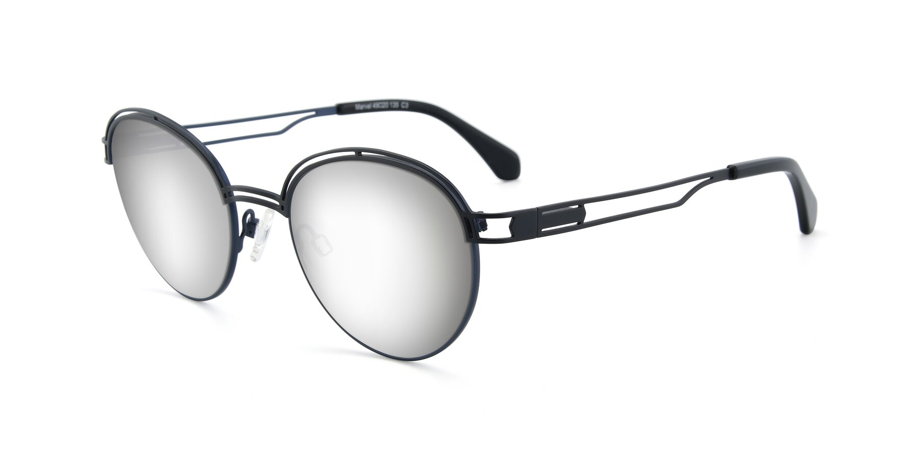 Angle of Marvel in Black-Blue with Silver Mirrored Lenses