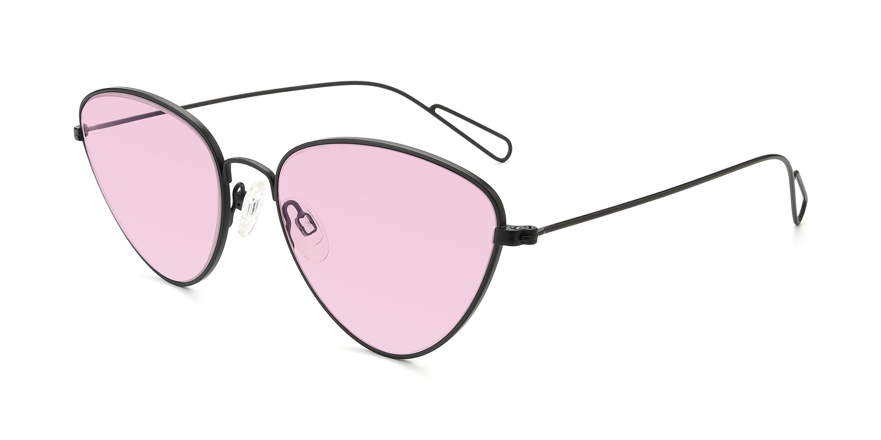 Angle of Butterfly Effect in Black with Light Pink Tinted Lenses