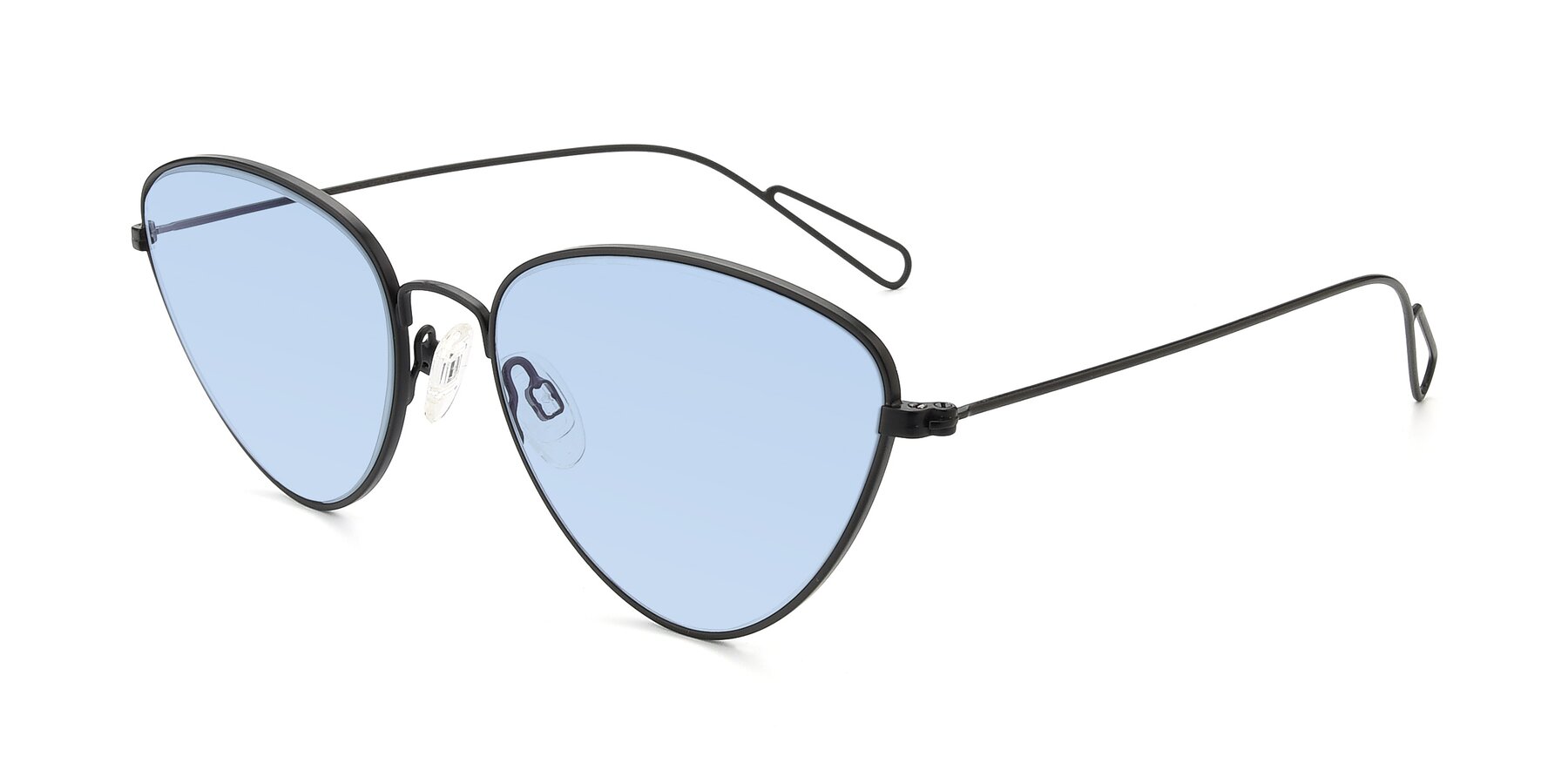 Angle of Butterfly Effect in Black with Light Blue Tinted Lenses