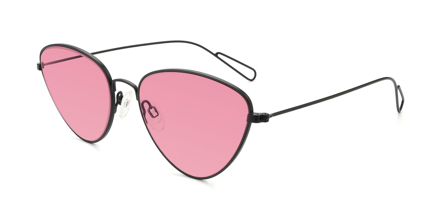 Angle of Butterfly Effect in Black with Pink Tinted Lenses
