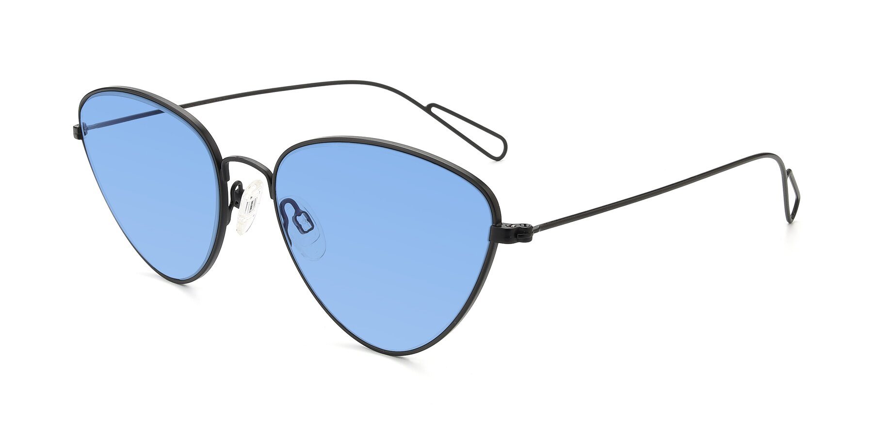 Angle of Butterfly Effect in Black with Medium Blue Tinted Lenses