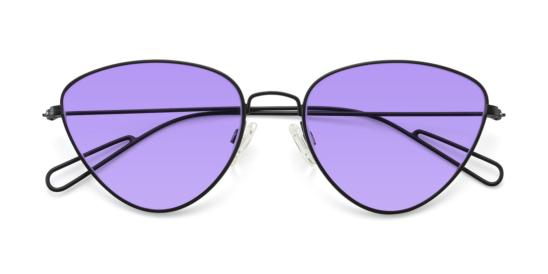 Folded Front of Butterfly Effect in Black with Medium Purple Tinted Lenses