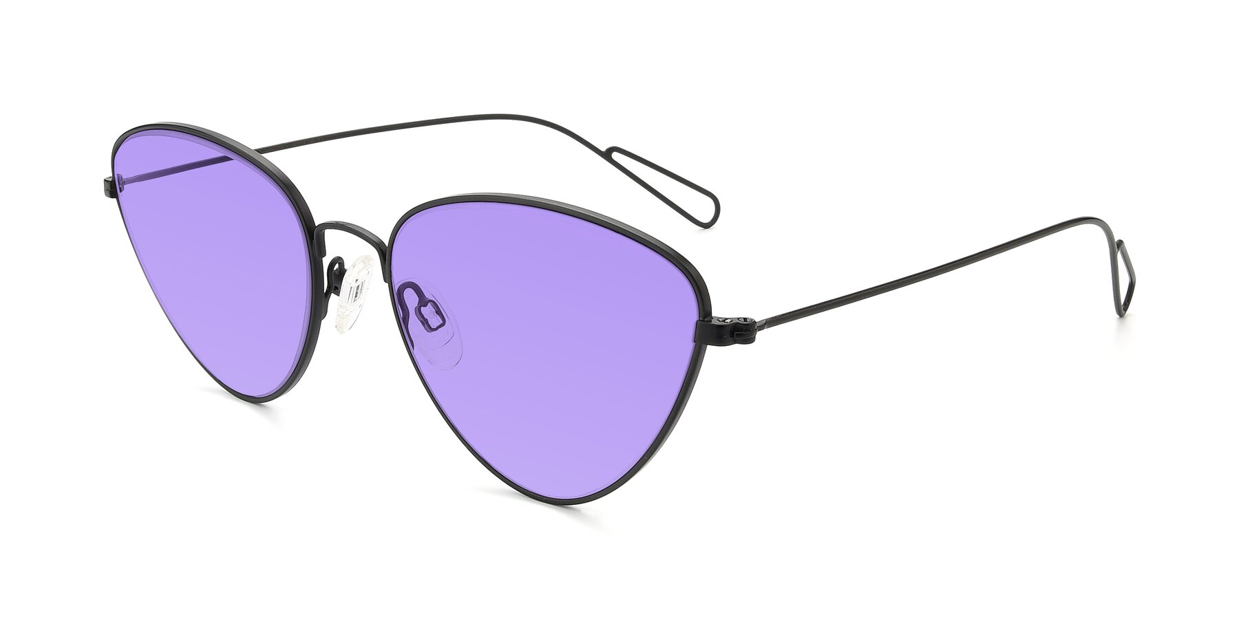 Angle of Butterfly Effect in Black with Medium Purple Tinted Lenses
