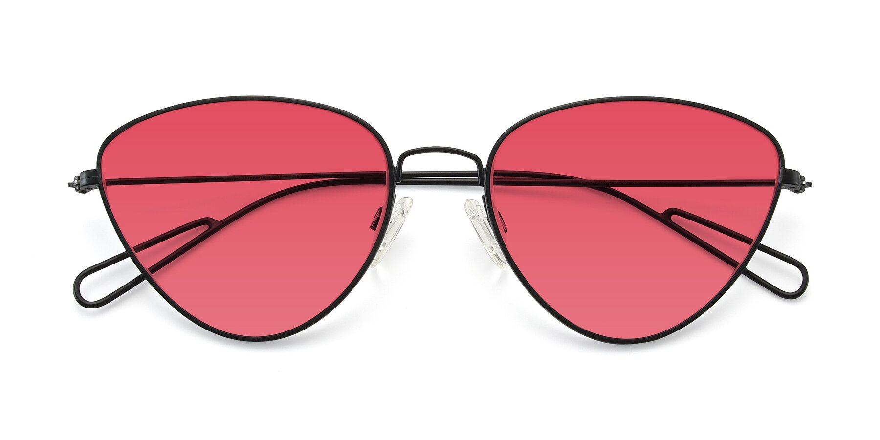 Folded Front of Butterfly Effect in Black with Red Tinted Lenses