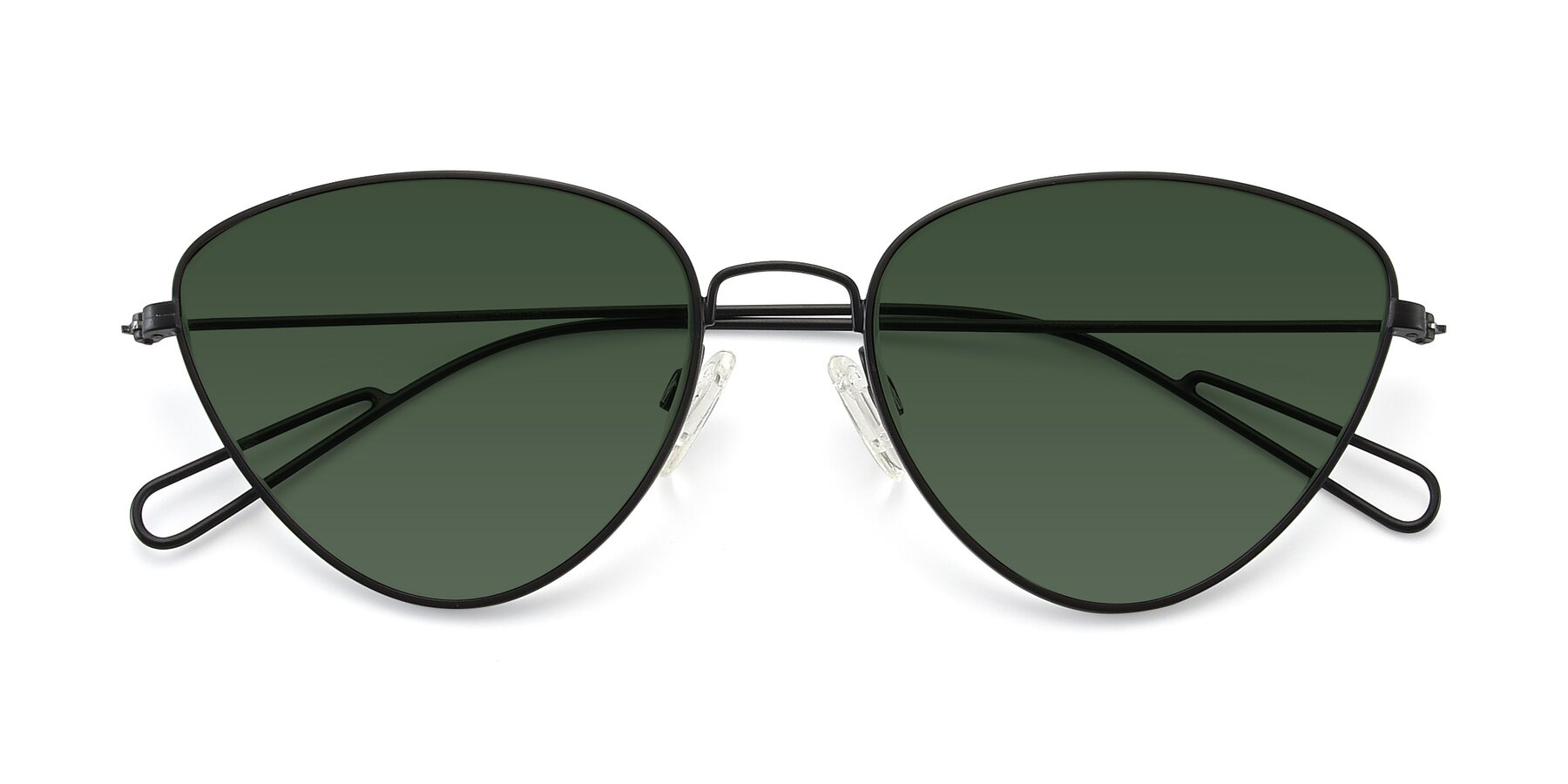 Folded Front of Butterfly Effect in Black with Green Tinted Lenses