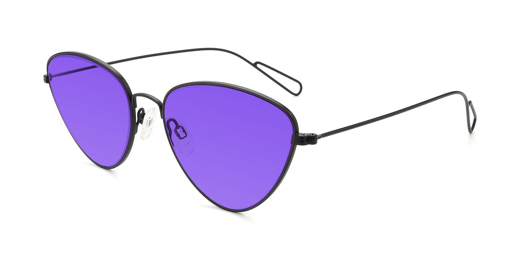 Angle of Butterfly Effect in Black with Purple Tinted Lenses