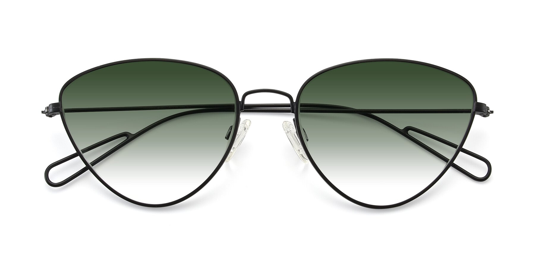 Folded Front of Butterfly Effect in Black with Green Gradient Lenses