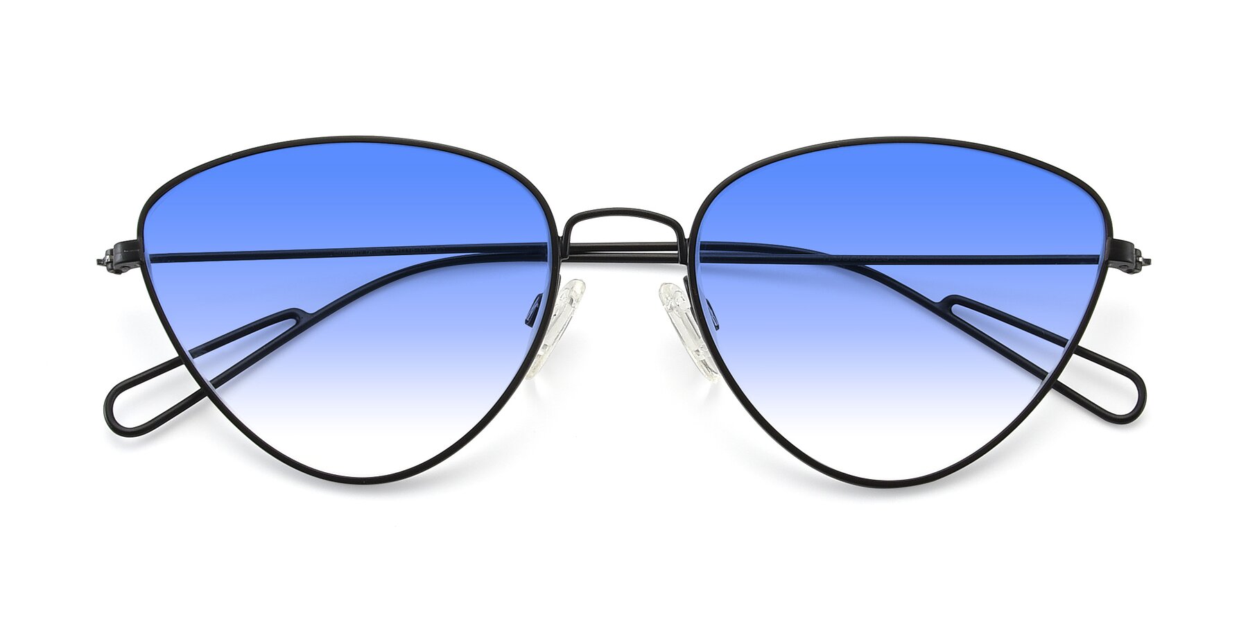 Folded Front of Butterfly Effect in Black with Blue Gradient Lenses