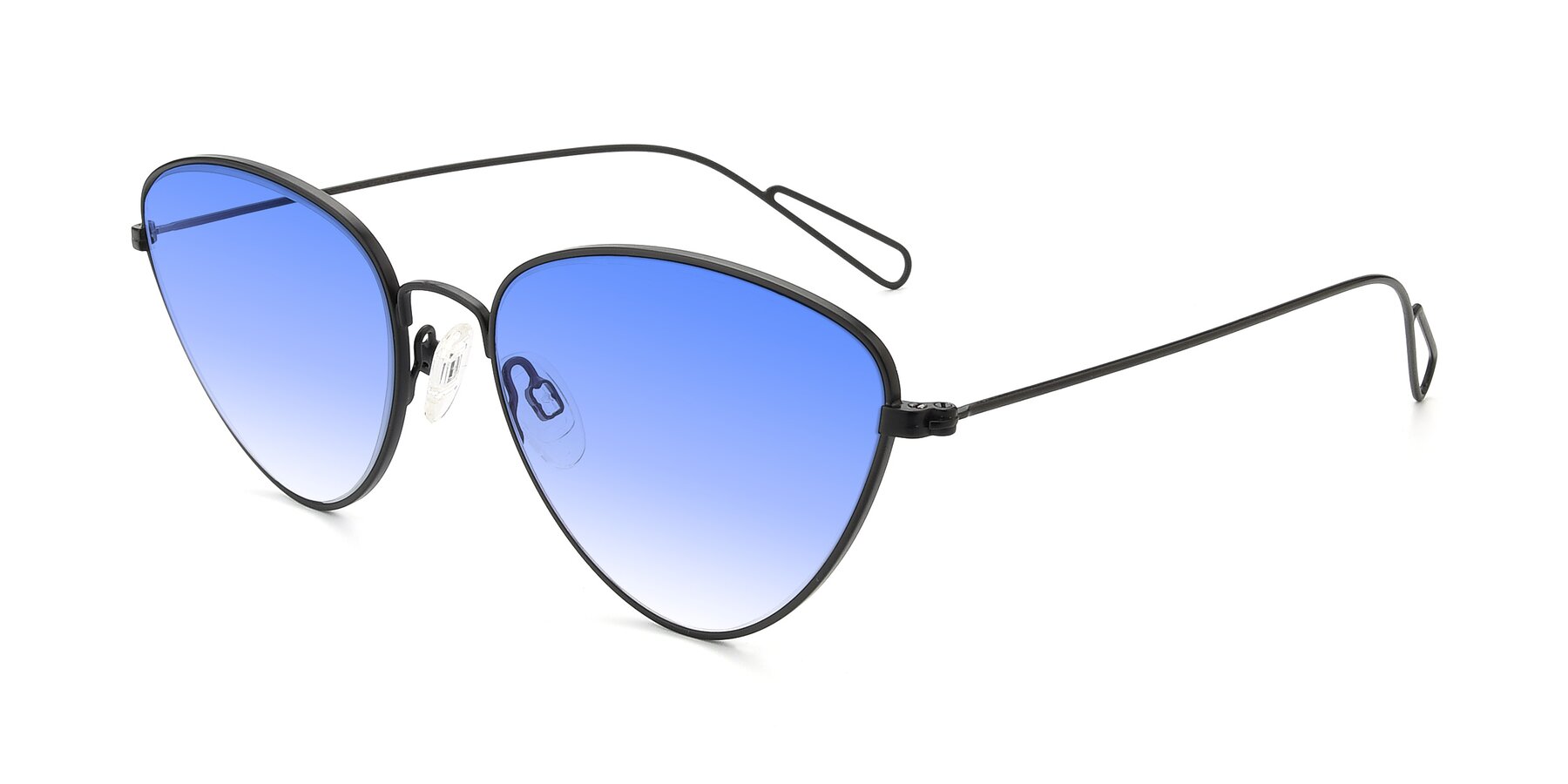 Angle of Butterfly Effect in Black with Blue Gradient Lenses