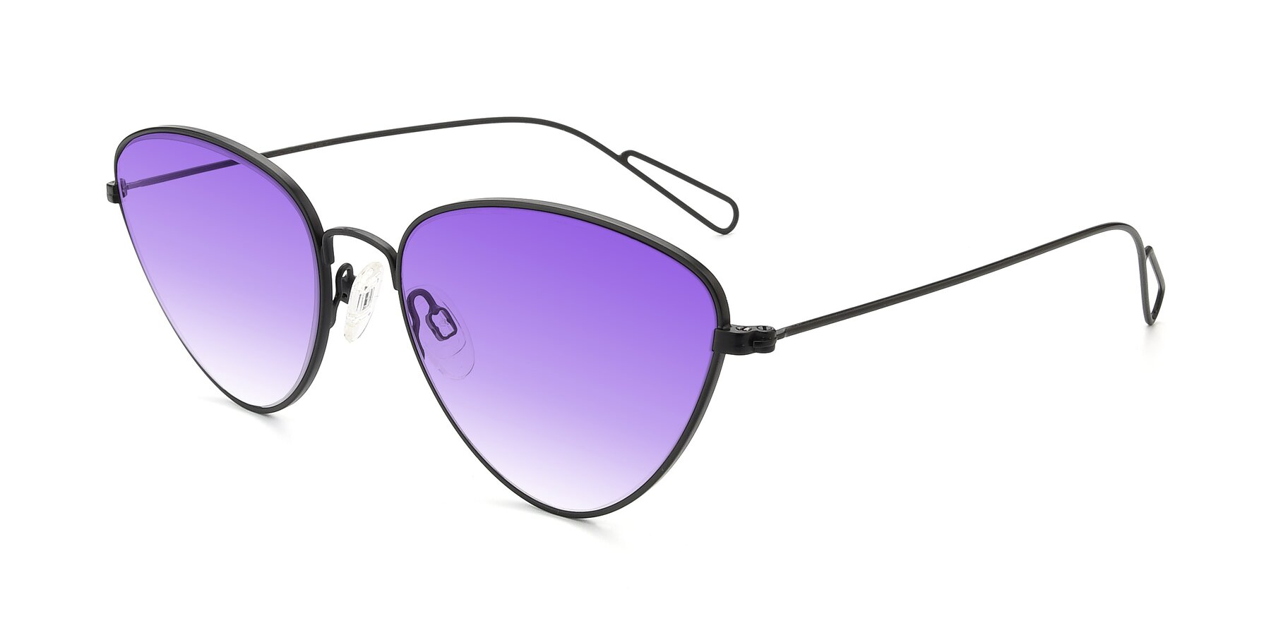 Angle of Butterfly Effect in Black with Purple Gradient Lenses