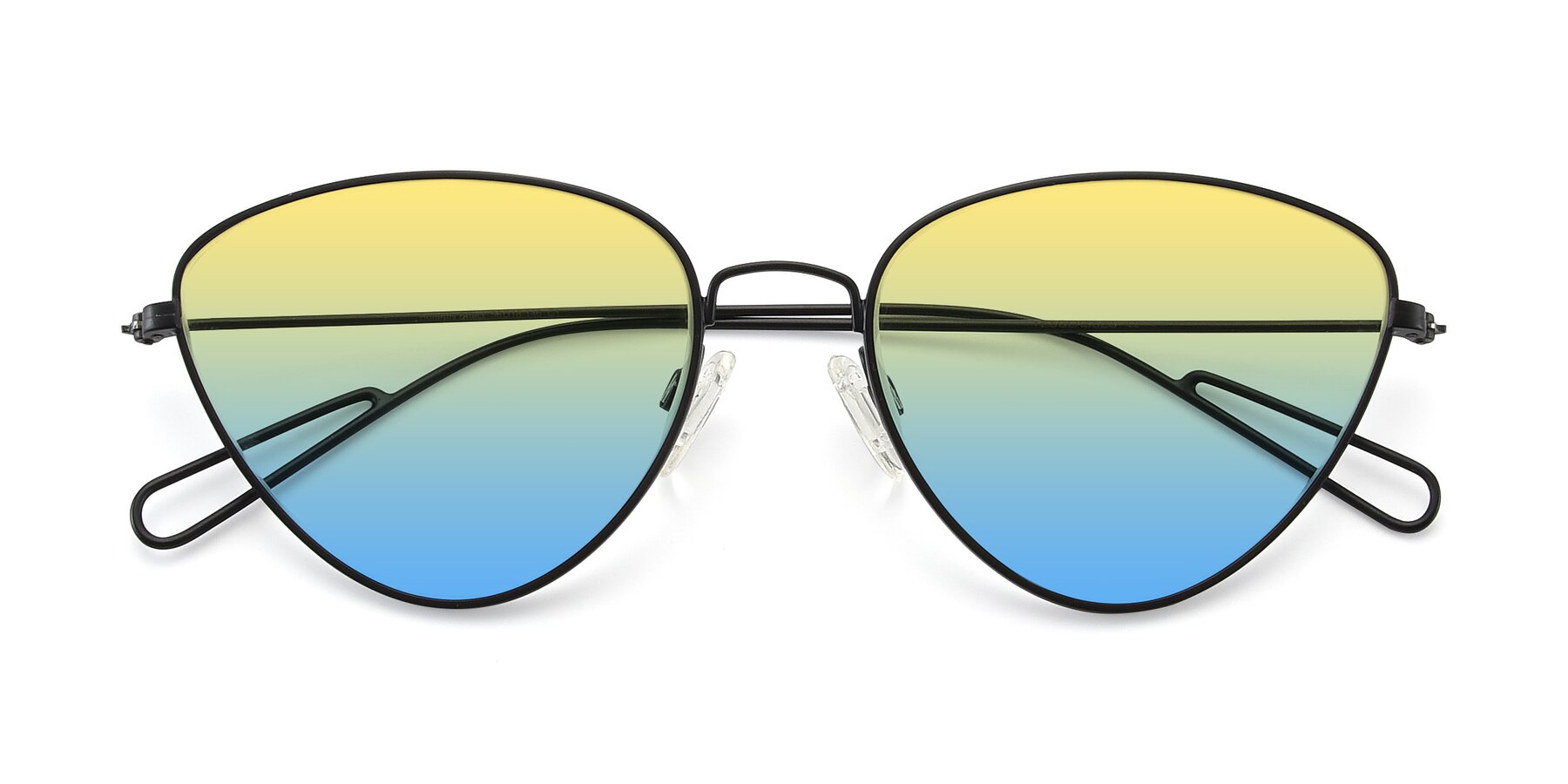 Folded Front of Butterfly Effect in Black with Yellow / Blue Gradient Lenses