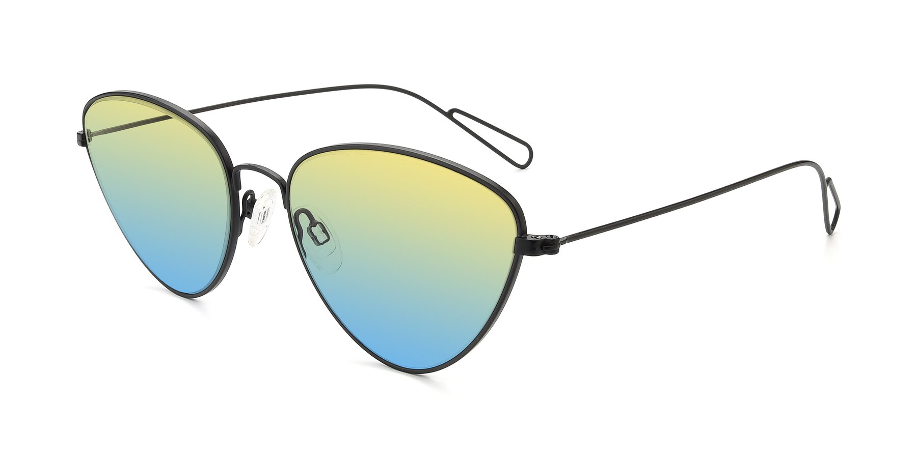 Angle of Butterfly Effect in Black with Yellow / Blue Gradient Lenses