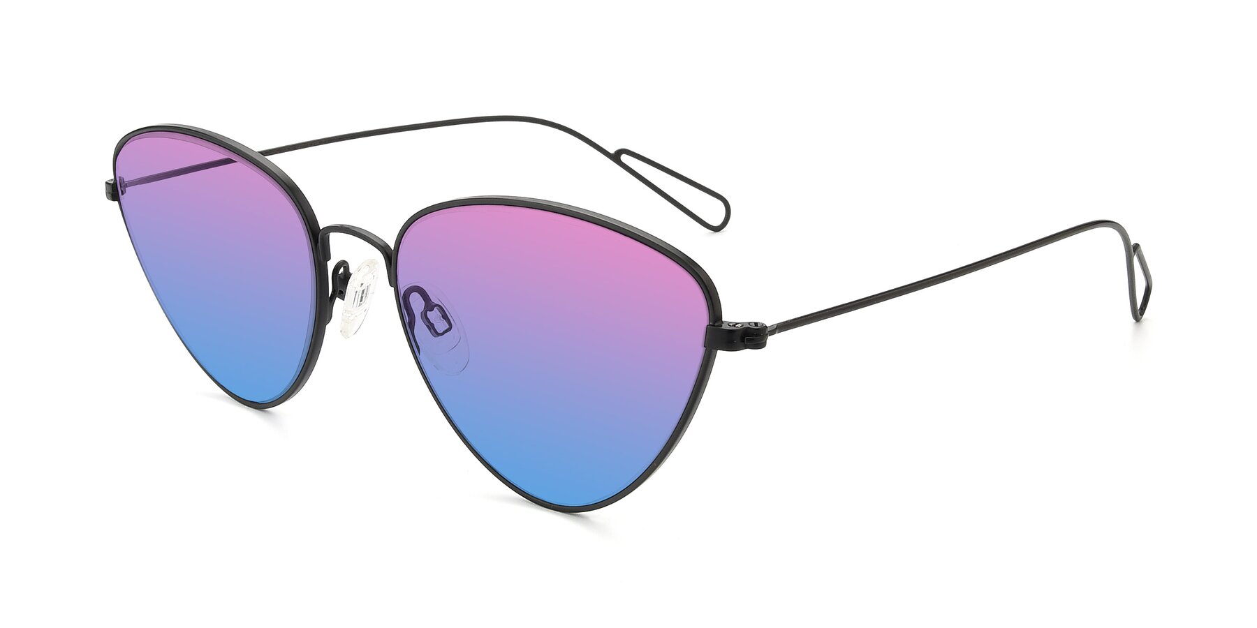 Angle of Butterfly Effect in Black with Pink / Blue Gradient Lenses