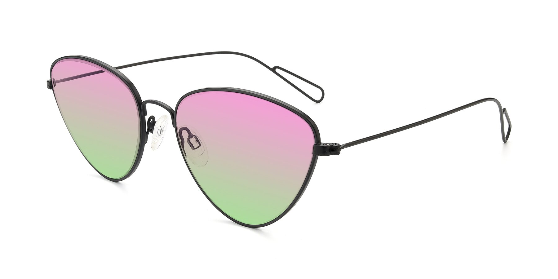 Angle of Butterfly Effect in Black with Pink / Green Gradient Lenses