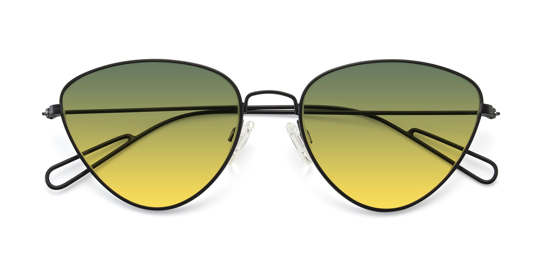 Folded Front of Butterfly Effect in Black with Green / Yellow Gradient Lenses