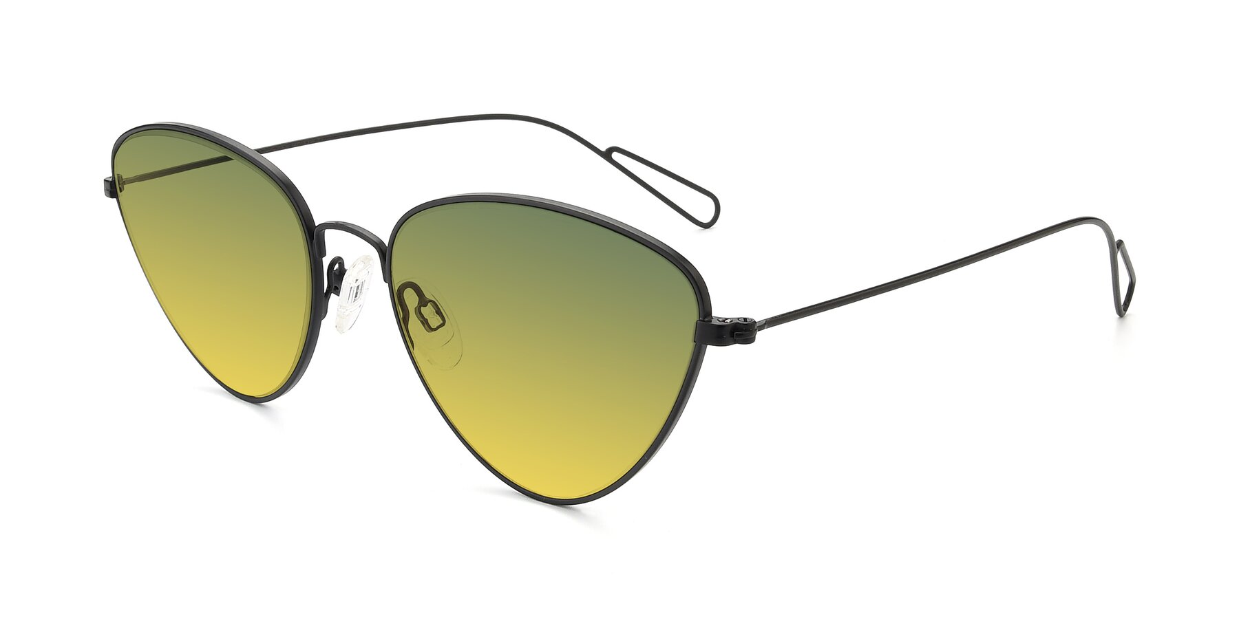 Angle of Butterfly Effect in Black with Green / Yellow Gradient Lenses