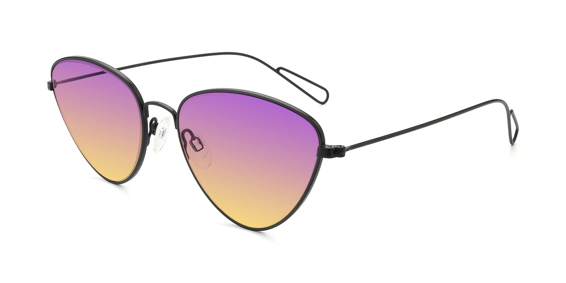 Angle of Butterfly Effect in Black with Purple / Yellow Gradient Lenses