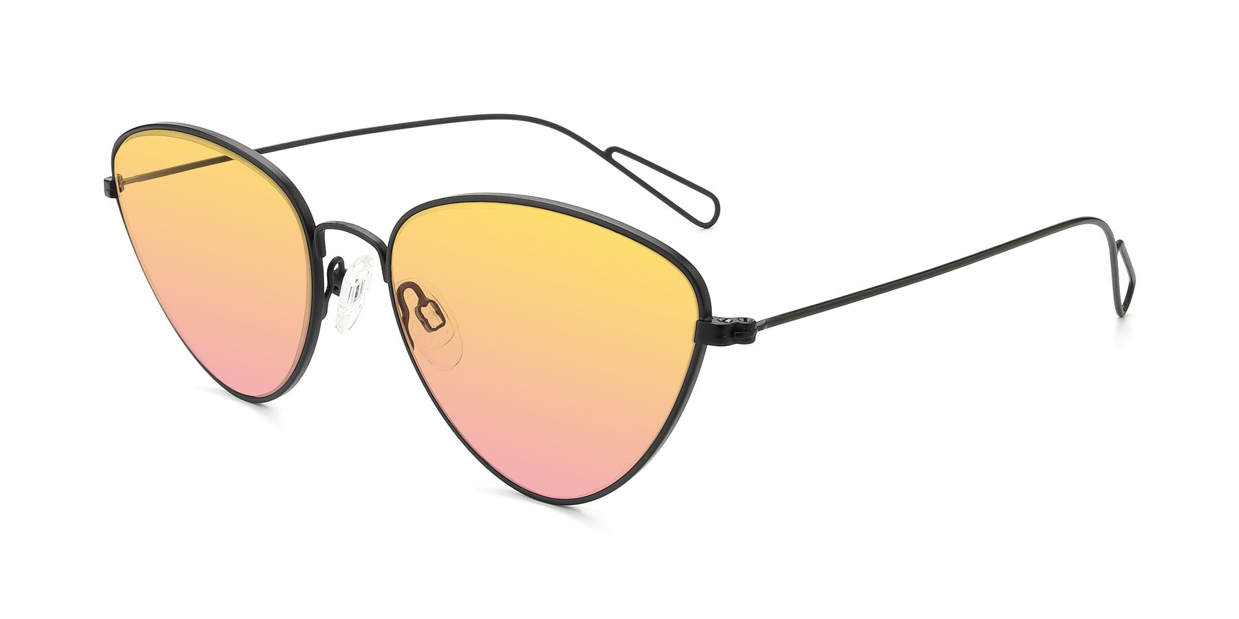 Angle of Butterfly Effect in Black with Yellow / Pink Gradient Lenses